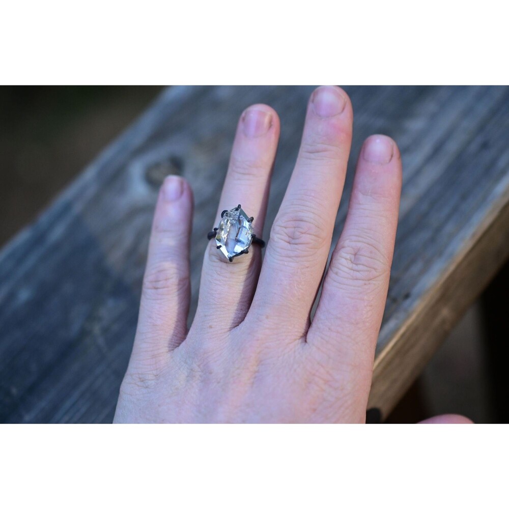 Herkimer Diamond Ring Rustic dainty unique alternative simple boho minimalist na